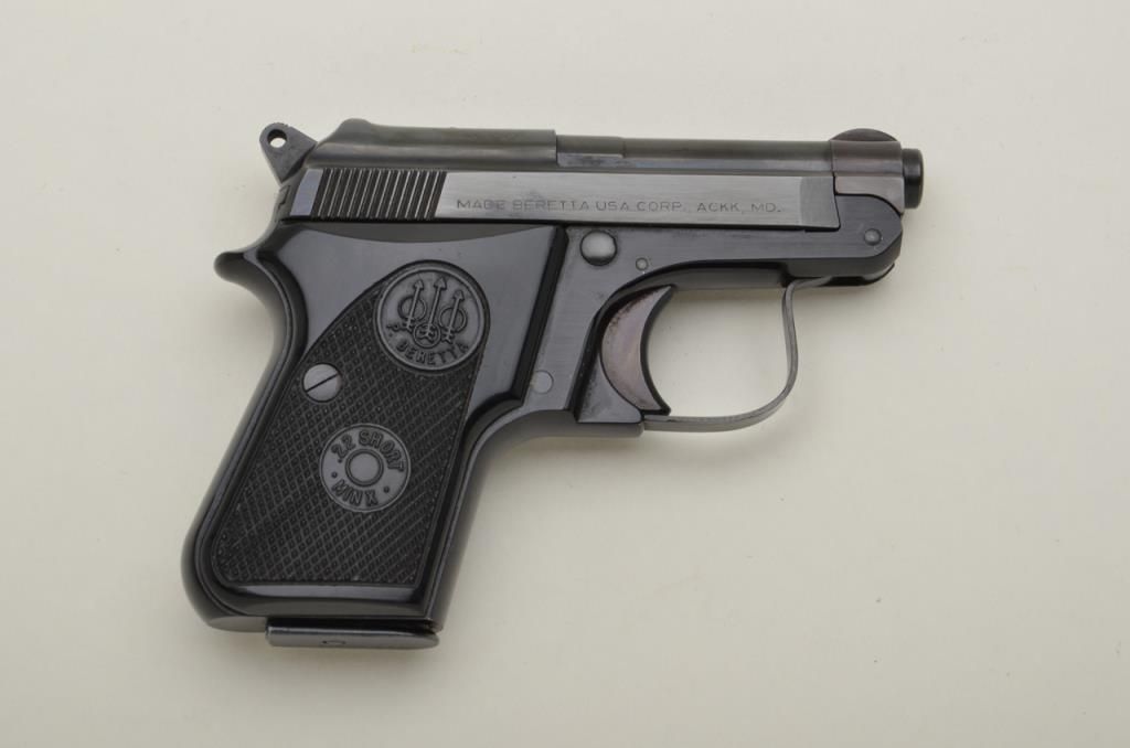 Model 950 Beretta Model 950 BS pistol, .22 short cal., 2-1/2” tip-up barrel, blue ...