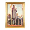 Image 1 : Large framed copy of a Norman Rockwell painting on canvas of Abraham Lincoln used as a prop on the N