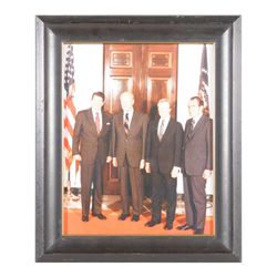 Framed color photo of Presidents Reagan, Ford, Carter and Nixon, approx. 18” x 15” and used as a pro