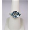 Image 2 : Elegant Aquamarine and Blue Diamond Ring weighting approx. 6.00 carats set in 14 karat white gold. R