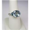 Image 3 : Elegant Aquamarine and Blue Diamond Ring weighting approx. 6.00 carats set in 14 karat white gold. R