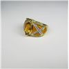 Image 4 : Dramatic Designer Citrine and Diamond Ring with Gold Enameling 30 pave set round diamonds set in 14 