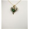 Image 2 : 122. Marvelous Heart shaped Diamond Pendant with triangle cut Chrome Tourmaline with 23 baguette and