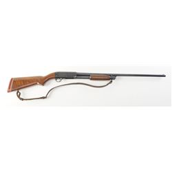 Ithaca Model 37 Featherlight pump action shotgun, 16 gauge, 28” blued finish barrel, plain wood stoc