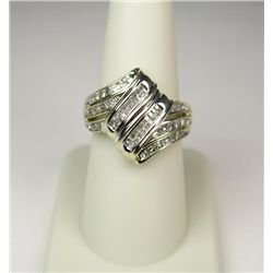 Dazzling Bypass Style Diamond Ring set with 68 round and princess cut diamonds weighing approx. 1.00