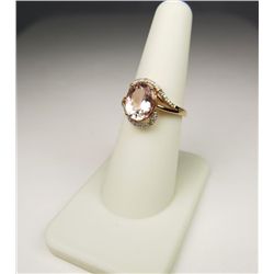 Irresistible Morganite and Diamond Ring with morganite weight approx. 3.00 carats accented with 10 r