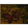Image 2 : Brown, yellow and green heavy lap blanket in overall good condition with note “Buggy lap robe used d
