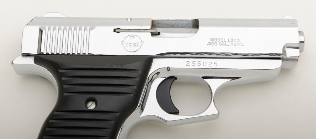 Lorcin Model L380 semi-auto pistol, .380 cal., 3-1/2” barrel, nickel