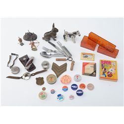 Misc. collectible lot of goodies including great stocking stuffers: an iron bunny, a Popeye flip boo