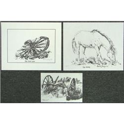 3 Art Prints Cecil Young PONY + THE LAST 1 Western Art