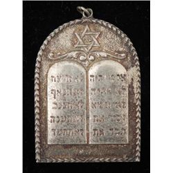 Sterling Silver Star & 10 Commandments Pendant -Judaica