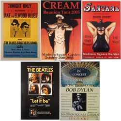 5 Repro Rock Posters- Beatles Cream Santana Bob Dylan