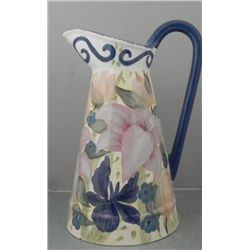 Lesal Studio Large Floral Painted Ceramic Pitcher