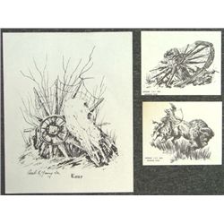 3 Cecil Young Prints LONE Western County + Cowboy Art