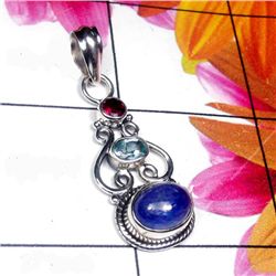 4.10g Pendant of Tanzanite,Blue Topaz & Garnet Sterling Silver