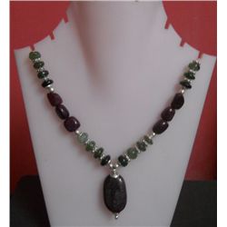 352.10 Ct Necklace of Ruby and Tourmaline