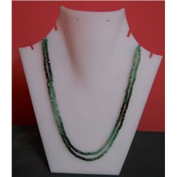Emerald Shaded Double Line 65.85 CTW Necklace in Silver