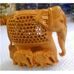 Wooden Decorative Elephant With Baby Inside