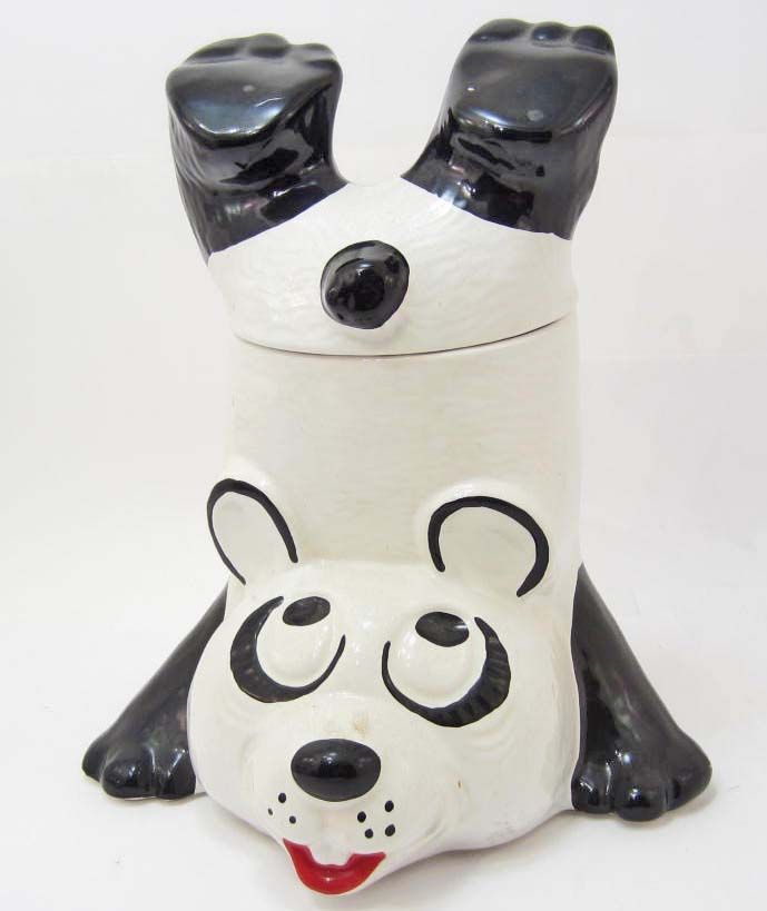 COOKIE JAR PANDA BEAR UPSIDE DOWN MCCOY