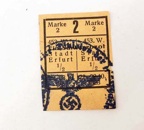 GERMAN NAZI RATION STAMP FOR THE CITY OF ERFURT