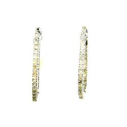 Genuine 62.50ct Diamond Hoop Earrings Sterling Silver