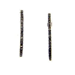 0.50ct Black Diamond Hoop Earrings Sterling Silver