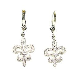 Natural .50ct Diamond Flower Earrings Sterling Silver
