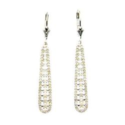 Genuine 1.00ct Diamond Dangle Earrings Sterling Silver