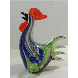 MINCHELLA MURANO STYLE BLUE & GREEN GLASS ROOSTER