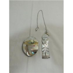 LOT 2 VINTAGE MOTHER OF PEARL BROACH & NECKLACE