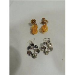 LOT 2 PAIR ESTATE LADYS EARRINGS: MADE BY: MIRIAM