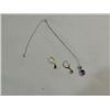 LOT 2 LADYS JEWELRY: PAIR 14 K GOLD AMETHYST