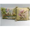 LOT 2 VINTAGE NEEDLE POINT PILLOWS; FLORAL PATTERN