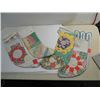 LOT 4 VINTAGE HAND STITCHED QUILT LARGE STOCKINGS