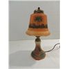 Image 1 : RARE VINTAGE REVERSE PAINTED LAMP & SHADE FROSTED