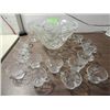 Image 1 : VINTAGE CRYSTAL PRESSED GLASS PUNCH BOWL SET, 14