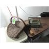 Image 1 : LOT 4 VINTAGE COLLECTIBLES: WILLIOW BASKET, WOOD