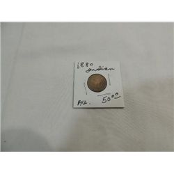 1880 ABOUT UNCIRCULATED INDIAN HEAD PENNY