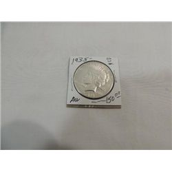 1935-S ABOUT UNCIRCULATED PEACE SILVER DOLLAR