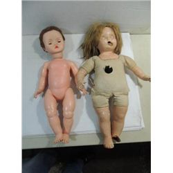 LOT 2 VINTAGE DOLLS: (1) VERY OLD COMPOSITE DOLL