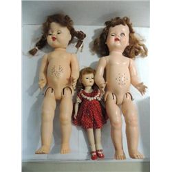 LOT 3 VINTAGE DOLLS: (1) IDEAL TALKING, (1) IMPECO