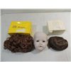 Image 1 : LOT 3 DOLL PARTS: PORCELAIN HEAD, (2) HAIR WIGS