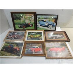 LOT 7 FRAMED PRINTS OF VINTAGE CARS: CHRYSLER,