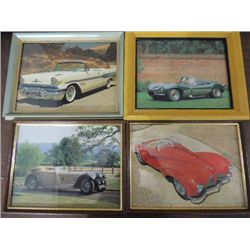 LOT 8 FRAMED PRINTS OF VINTAGE CARS: 1912 CADILLAC