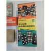 Image 2 : LOT 5 VINTAGE GAMES: 2 SET OF DOMINOES, 1 CRIBBAGE