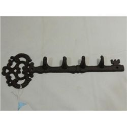NEW CAST IRON 12"L SKELTON KEY 4 HOOK RACK