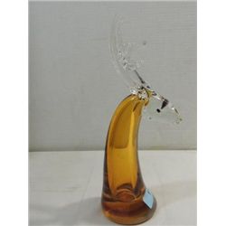 MINCHELLA MURANO STYLE AMBER GLASS REINDEER 13.5"H