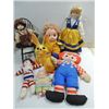 LOT 8 VINTAGE COLLECTIBLE DOLLS: RAGGEDY ANDY,