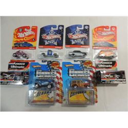 LOT 8 DIE CAST METAL CARS: 6 HOT WHEELS & 2 RACING
