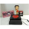 LOT 4 BETTY BOOP COLLECTIBLES: LICENSE PLATE,